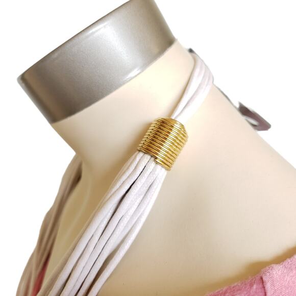 AREA STARS Susanna multi strand rope cord layered statement necklace white NEW - Picture 3 of 5